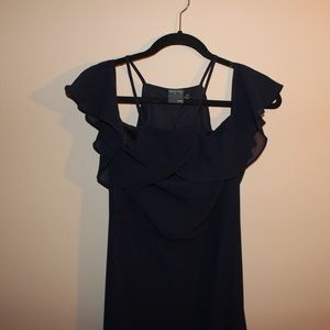 Navy Cold-Shoulder Long Dress